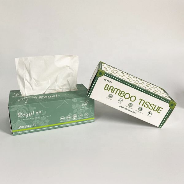 Boxed Tissue 100% Pure Wood Bamboo Pulp Face Towel Customized logo 2/3 Layer Tissue