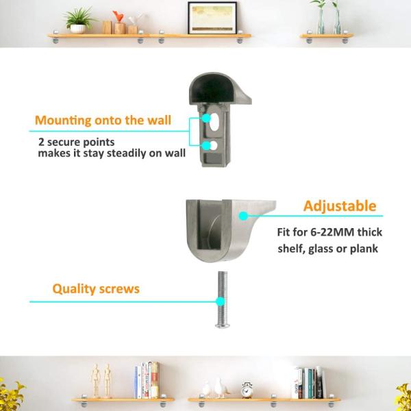 Modern Furniture Hardware Glass Shelf Bracket with Adjustable Glass to Glass Support