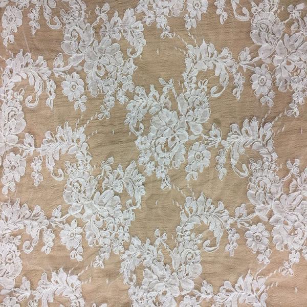 2017 hot sale Bridal Wedding Dress Fabric Mesh Based Embroiery Lace Fabric in Ivory Color