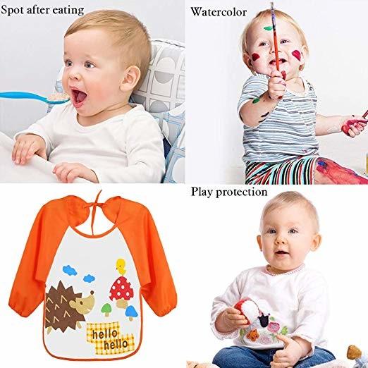 Cute Unisex Baby Bibs / 6 Months-3 Years Baby Weaning Bibs With Sleeves