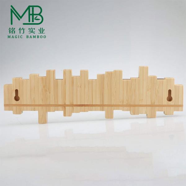 Bamboo wall mounted rack with metal hook for living room