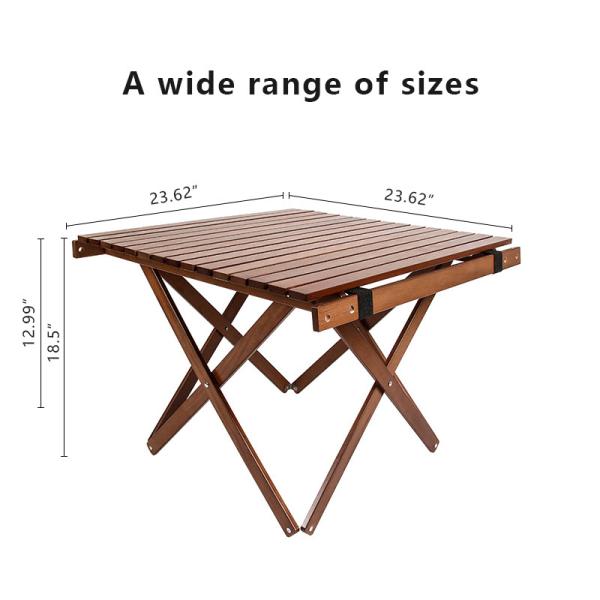 Adjustable 33cm 47cm Portable Camping Table 60x60cm Square
