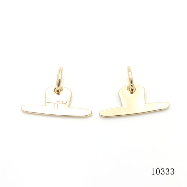 Light Gold Custom Hat Shape Metal Logo With Jump Ring For Keyring Clasp
