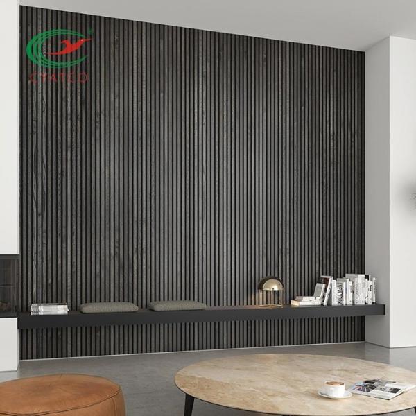 Nontoxic Mildewproof Acoustic Slat Wall , Heat Insulated Wooden Slatted Panel