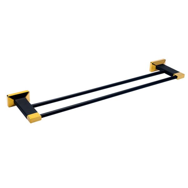 固形銅製の浴室用品 装飾金付きのダブル浴室タオルバー