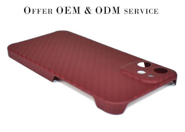 Carbon Fiber Phone Case iPhone 12 Mini Red Color Aramid Fiber Case