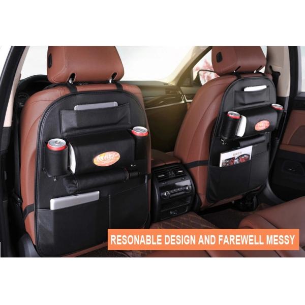 Durable Foldble Car Additional Accessories PU Leather Car Back Seat Organizer Multi Pocket