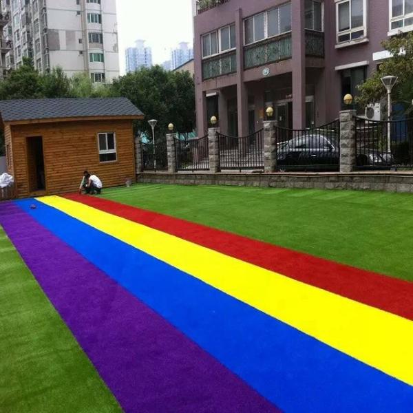 School Rainbow Colorful Artificial Grass Natural Turf Monofilament Style