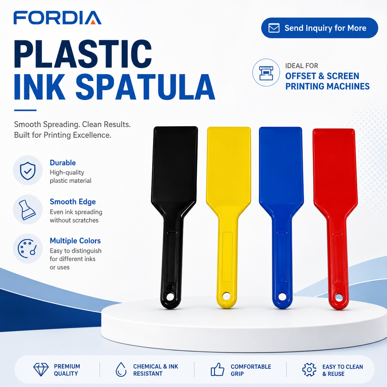 4 Color Plastic Ink Knives Set For Offset & Screen Printing Machines