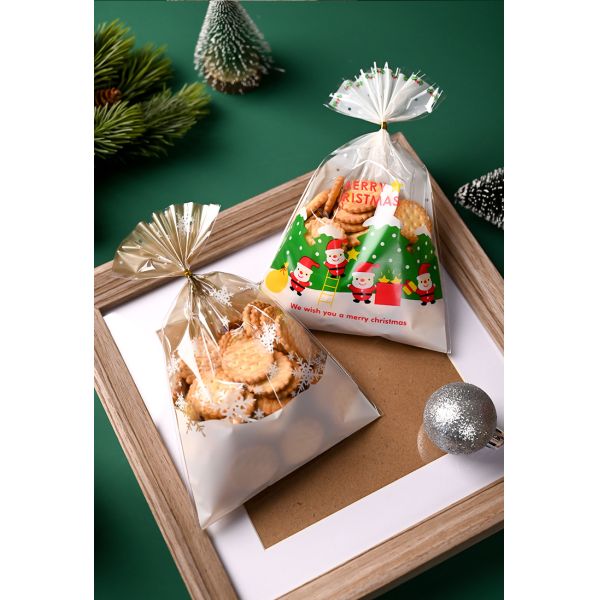 Stand Up Pouch Customized Christmas Candy Cookie Packaging Mylar Bag OPP Cellophane Snowflake Gravure Printing Packaging