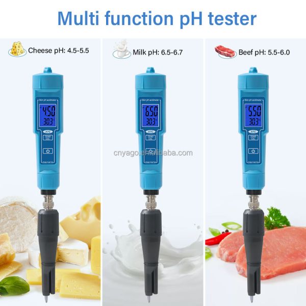 2 in 1 pH/Temp Digital pH Meter with 0.1 pH Accuracy and 0-50°C ATC Function for Lab and Pool Testing