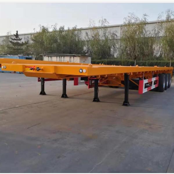 Sinotruk howo 40ft gooseneck flatbed Semi trailers Used 3 Axles Heavy duty Flat Bed self loading container trailer