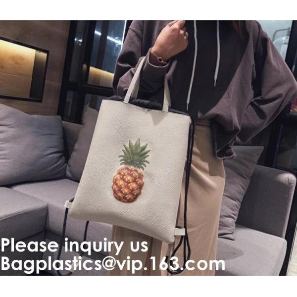 Leather Backpack Women Drawstring Bag New Travel Bag PU Backpack Women Party School Bags For Teenagers, bagease package