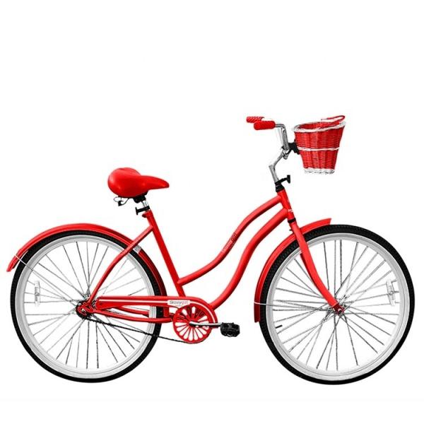 26 Women's Step Thru Beach Cruiser Bike with Single Speed Gears and Aluminum Rims