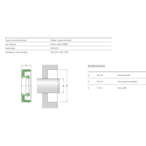 Radial shaft seals for general industrial applications     38X52X7 HMSA10 RG