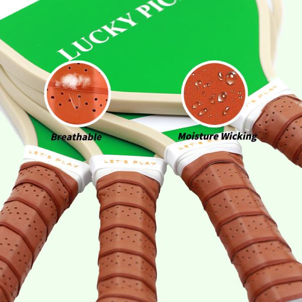 Wooden Pickleball Paddles Set of 4 Rackets with Balls and Bag BASEBALL Style Equipment