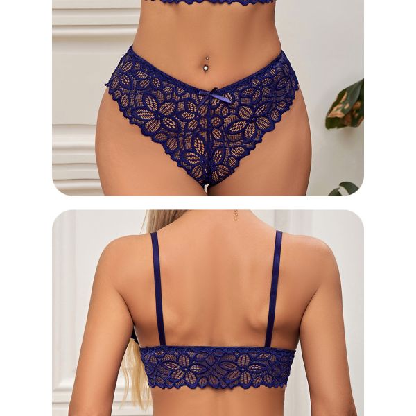 Women Lingerie Set Underwear Sexy Lace Wire-free Bra Set Gather Seamless Triangle Cup Bra Underwear Women's Small Breast