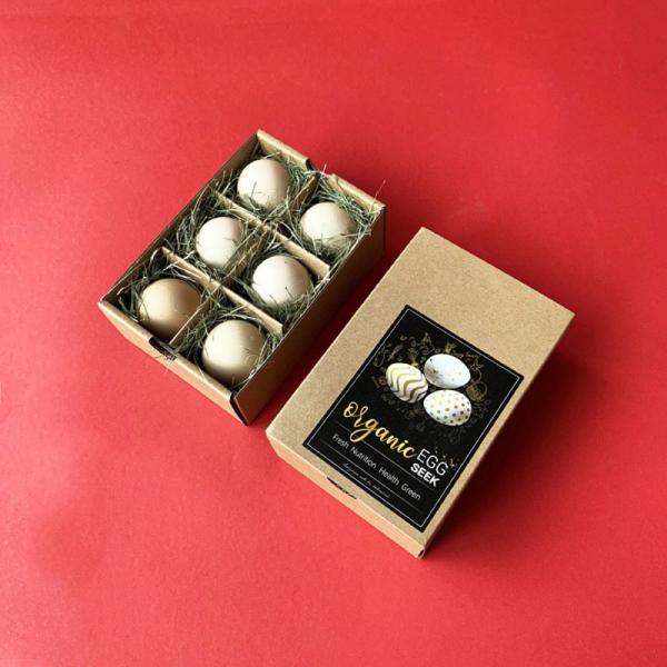 Corrugated Cardboard Egg Packaging For 6 Eggs With Gold Foil Unique Decorative Custom
