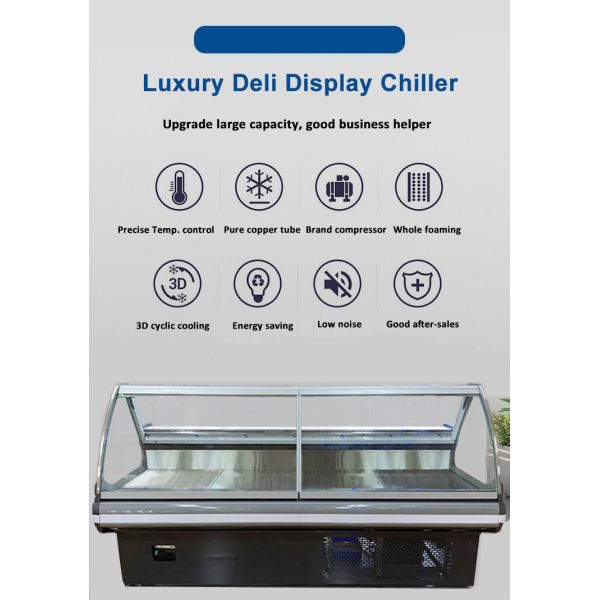 Supermarket Front Lifting Built-in Compressor Refrigerated Storage Cabinet Deli Showcase with LED Light