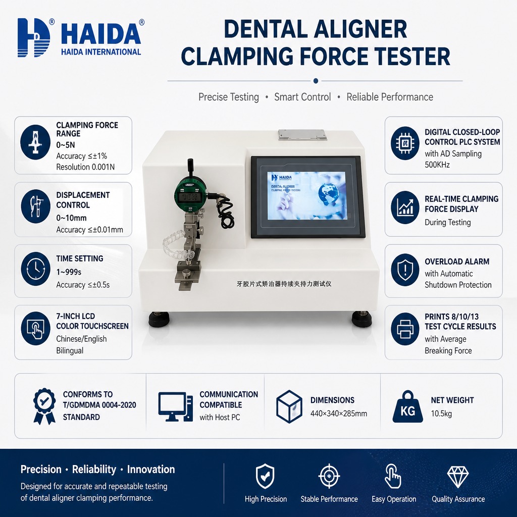 Dental Aligner Clamping Force Tester Clear Aligner Testing Machine Equipment Orthodontic Force Gauge 0.001N Resolution Precision