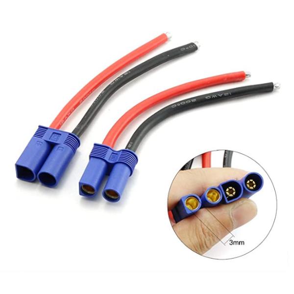 Cable hembra-varón del alambre 14AWG el 10cm del conector de batería del enchufe EC3 para el abejón de RC