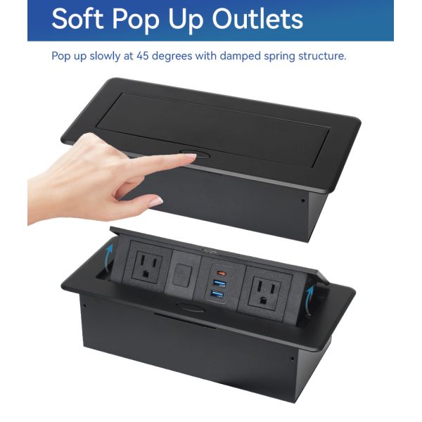 20W Retractable Pop Up Socket Box Office Desk Plug For Seamless Furniture Integration