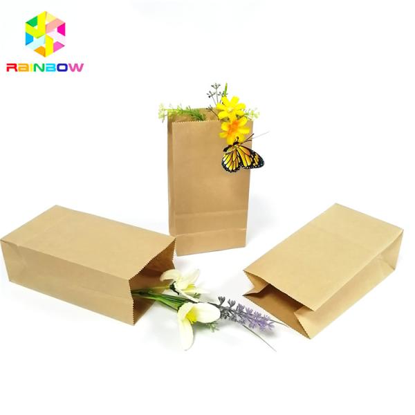 Food Grade Kraft Paper Flat Bottom Bag Biodegradable Grease Proof Snack Packaging
