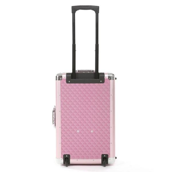 Розовый алюминиевый случай красоты с 2 ручками свертывая косметический случай для перемещения