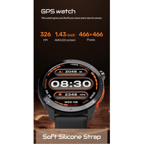 MG03 GPS Smart Watch with AMOLED Display and Bluetooth Calling for Men