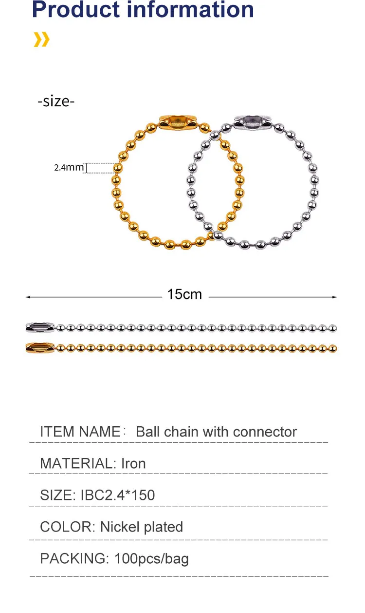 Cadenas de rodillos Cadenas de bolas Cadenas de cuentas metálicas para instalaciones educativas
