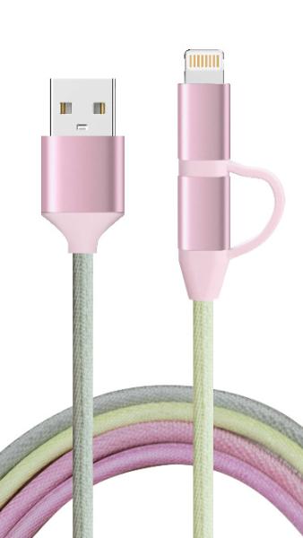 2025 LX 2 en 1 colorido 1M cable de carga de teléfono trenzado con 2A / 3A salida cable personalizado