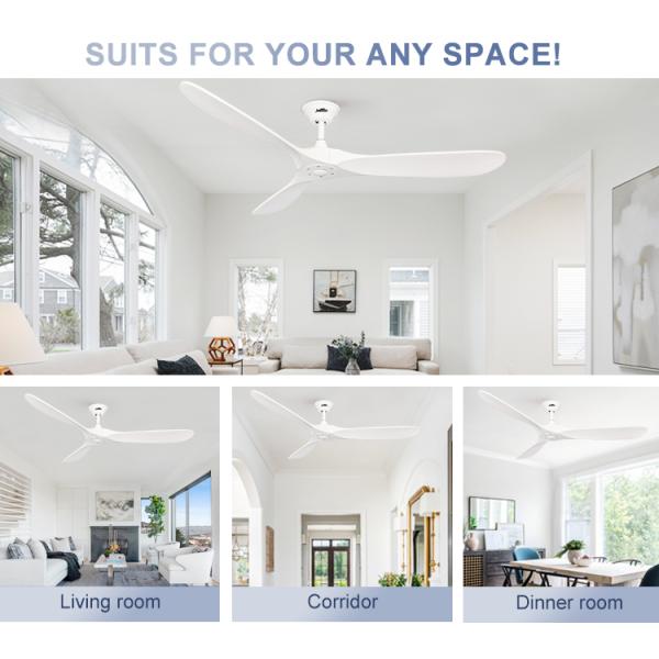 Mais de cinco velocidades de vento 30W 60 polegadas LED Ventilador de teto de madeira com motor DC leve