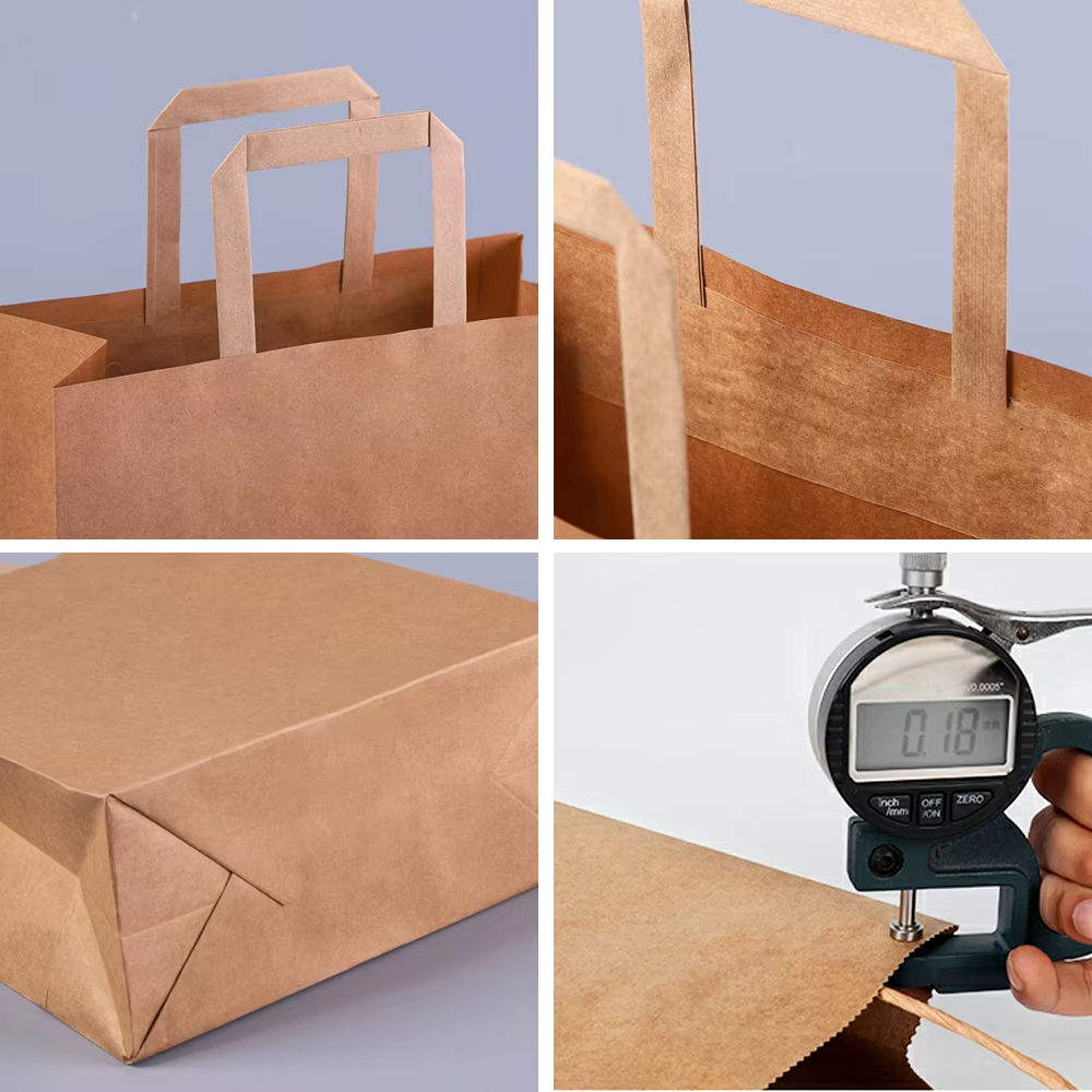 Eco-Friendly Customized Logo Kraft Paper Gift Bags Brown Paper Bags Specialty With Flat Handles Bag