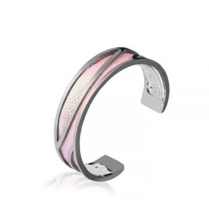 Punhos de couro feitos a mão da cabra real, bracelete metálico do punho 15g