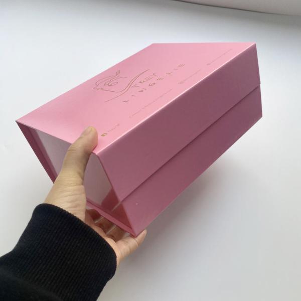 Custom Luxury Glossy Pink Package Folding Paper Box Magnetic Foldable Gift Box With Magnetic Lid
