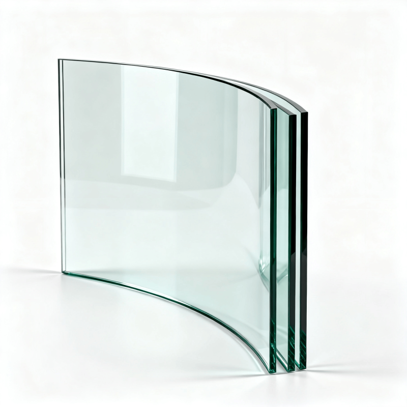 Custom Curved Insulated Tempered Glass Stair Railing | Double Curved Handrail for Safety