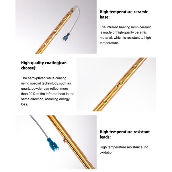 Кварцевая инфракрасная лампа с золотым отражателем 2500 Вт, 230 В для обогрева сауны