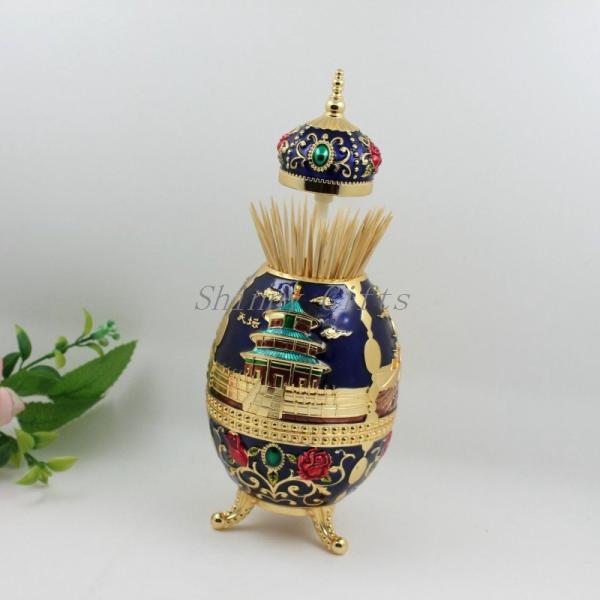 Shinny Gifts Vintage European Home Decor Metal Craft Gifts Automatic Toothpick Holder