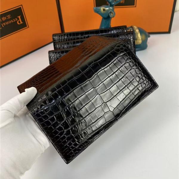 Genuine Crocodile Belly Skin Businessmen Bifold Clutch Purse Wallet Authentic Alligator Leather Male Long Card Holders