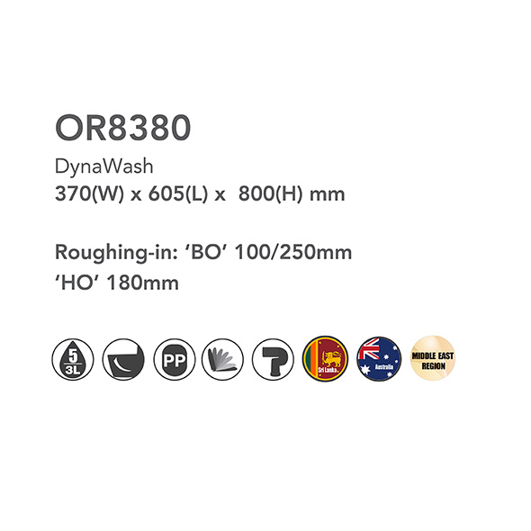 PP Two Piece Toilet Water Efficient Ceramic WC Toilets 370x605x800mm Orin OR8380 For Bathroom