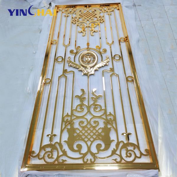 Modern Stainless Steel Screen Partition Decorative Gold Metal Room Divider For Bedroom