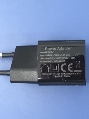 Black Power Delivery PD Adapter 20W with Over Voltage Protection 1.67A Output Current