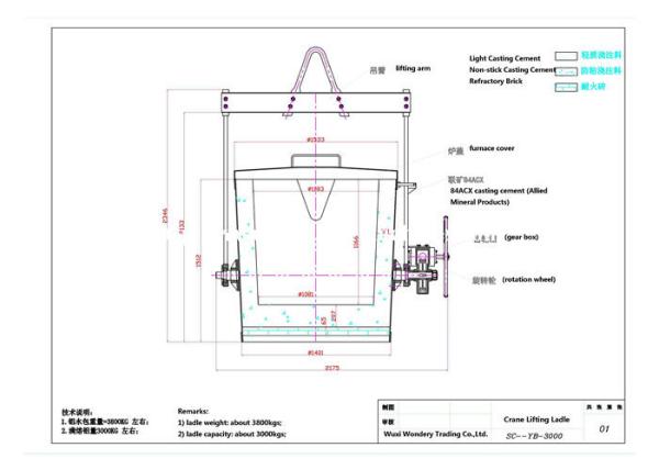 Aluminum Liquid Transfer Aluminum Casting Ladle 3000kgs