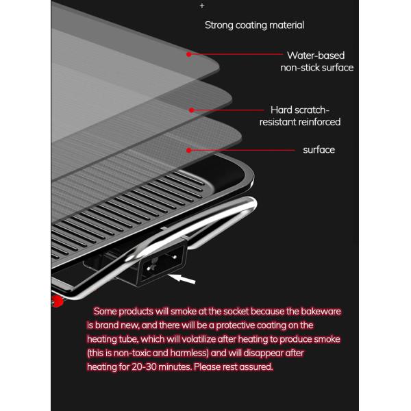 Square 1400 Watt Smoke Free Electric Grill 50-240 Degree