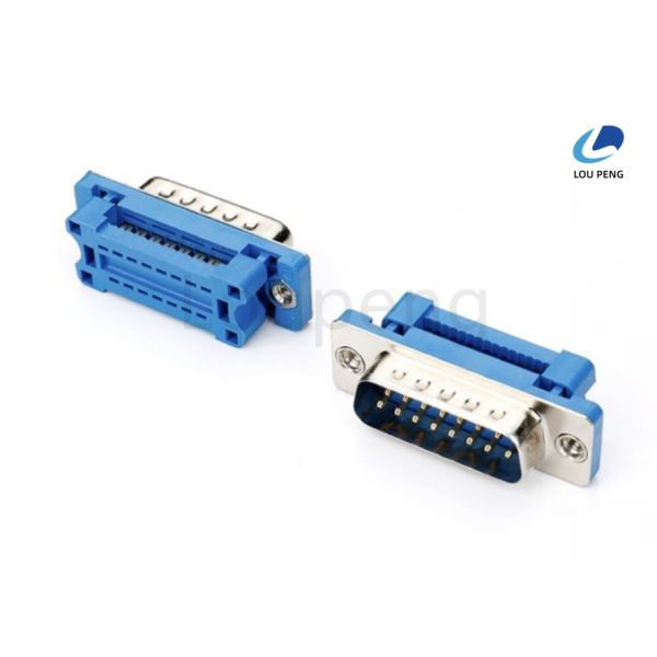 D-SUB Connector DIDC 15pin male blue glue, two-piece riveting, inner buckle (with teeth)