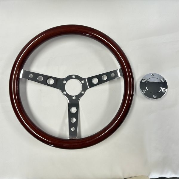 Ergonomic Wood Steering Wheels Brown Mahogany 380MM