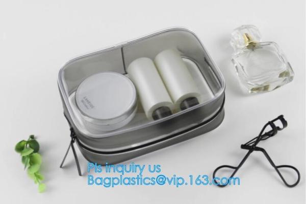 Custom personalized travel waterproof transparent clear pvc zipper toiletry bag, fashion travel clear PVC bag, HANDLE