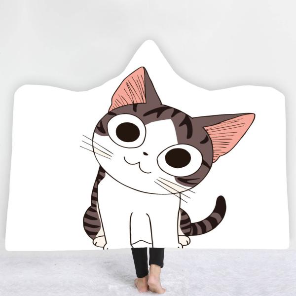 Cartoon cat series children's adult hooded blanket velvet fabric rectangular hand washable