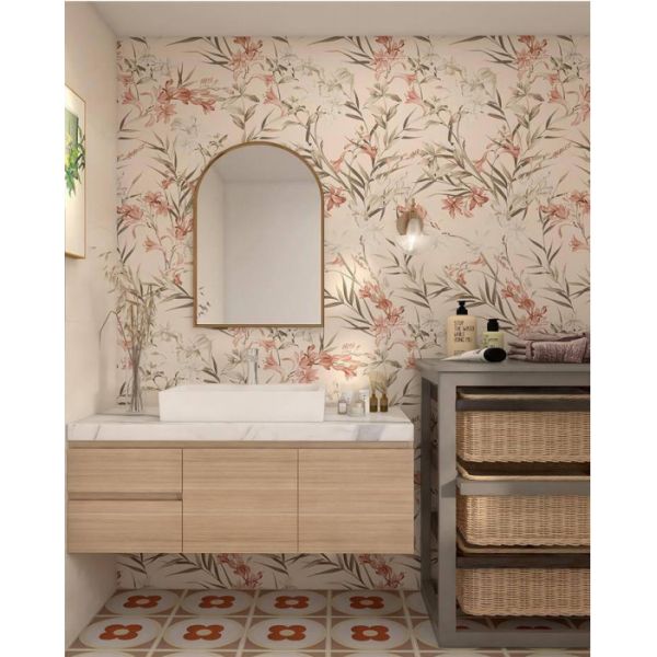 Modern Appearance Customizable Size Flower Pattern Ceramic Tile for Kitchen and Bathroom Decoration