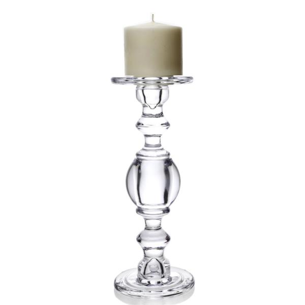 Vintage Style 30cm Tall Glass Candle Holders Different Size Set Of 3